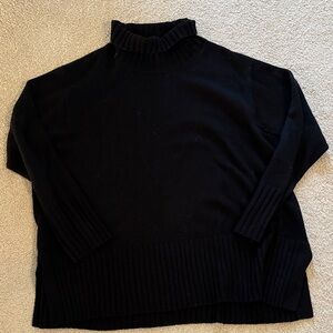 Elegant Black Eileen Fisher Turtleneck Extra Fine Merino Long Sweater
